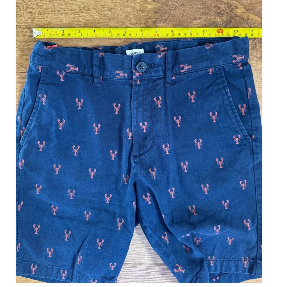 Crewcuts J.Crew Boys Navy Blue Lobster Print Chino Shorts Size 8 Nautical Preppy
